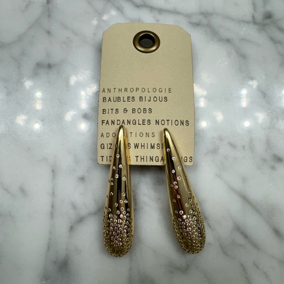 NWT Anthropologie Pave Triangle Drop Earrings - Picture 3 of 4